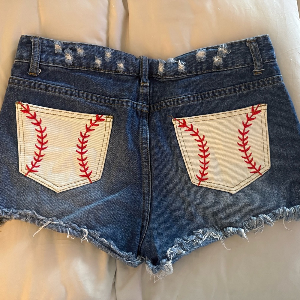 Denim Baseball Pocket Women’s Shorts - Great for any Game Day- Size Small